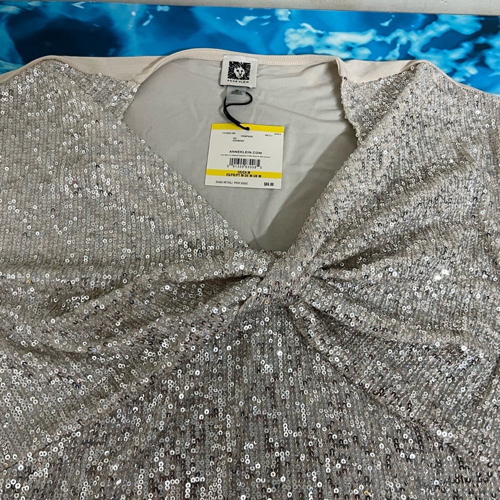 ☀️Anne Klein Silver Sequin Tank Top - Picture 4 of 6
